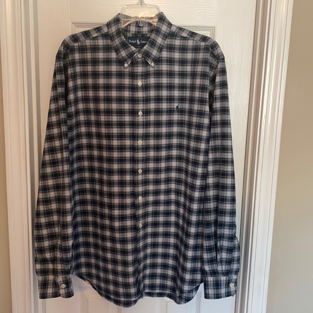 Ralph Lauren Men’s Long Sleeve Shirt. Size XL Classic Fit,Plaid-blue/green/white
